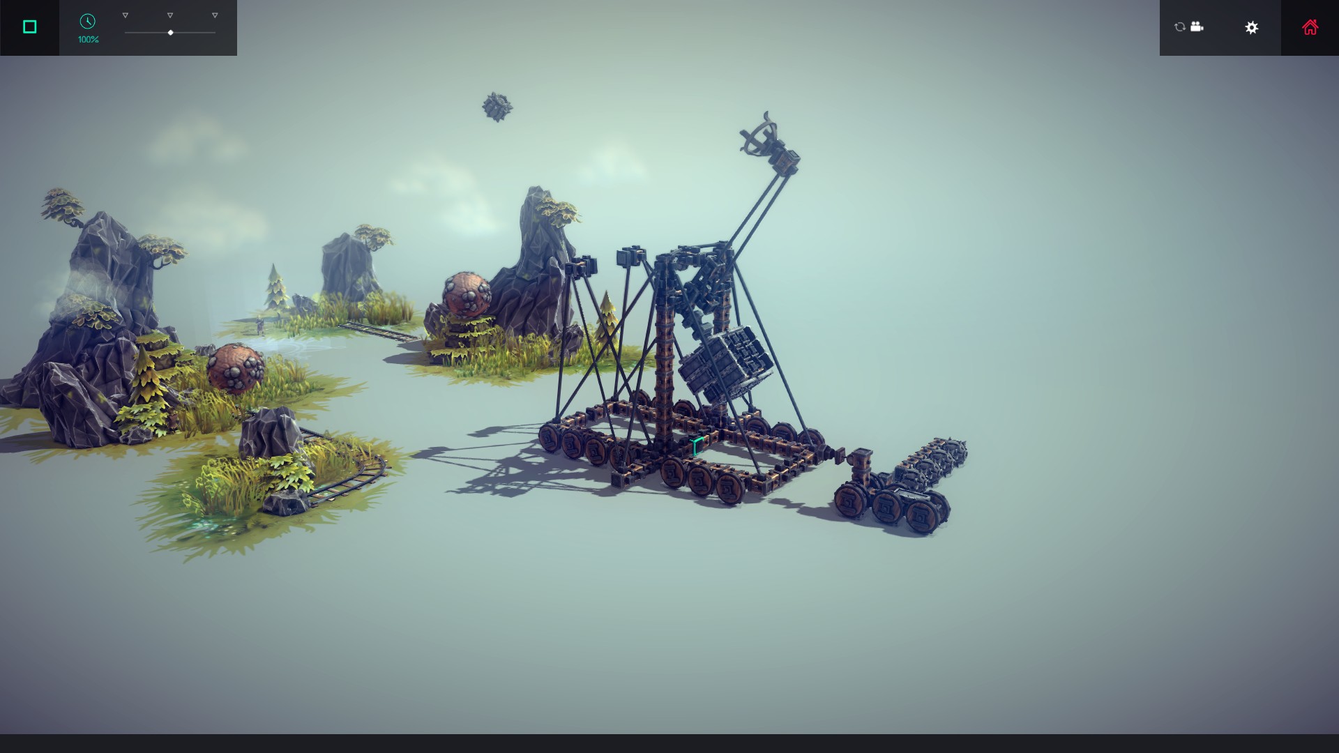 双载具,钟摆式投石机 给弹工作车 投石机简易攻城/移动模式切换