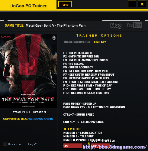 合金装备5:幻痛(mgsv: the phantom pain)》v1.04修改器!