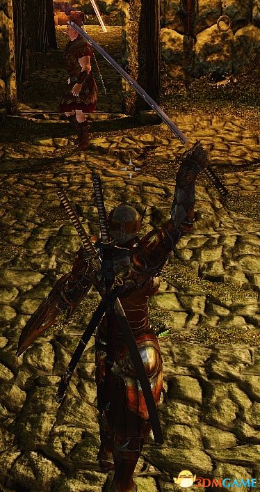 背后拔刀,臀后拔箭,适合单手武器背在身后,箭袋放在屁股后的玩家