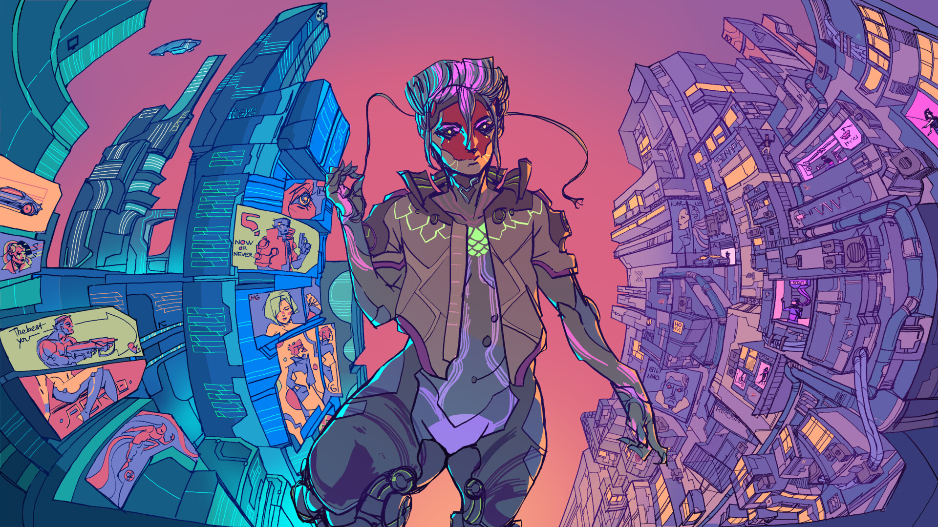 创作你的夜之城赛博朋克2077插画大赛作品精选欣赏五光十色的夜之城