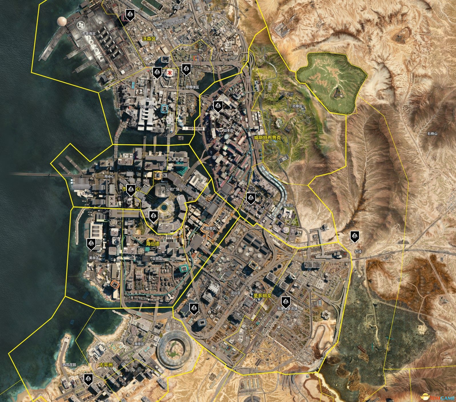 服装商贩_赛博朋克地图指引_重要地点收集标注地图_3dm单机