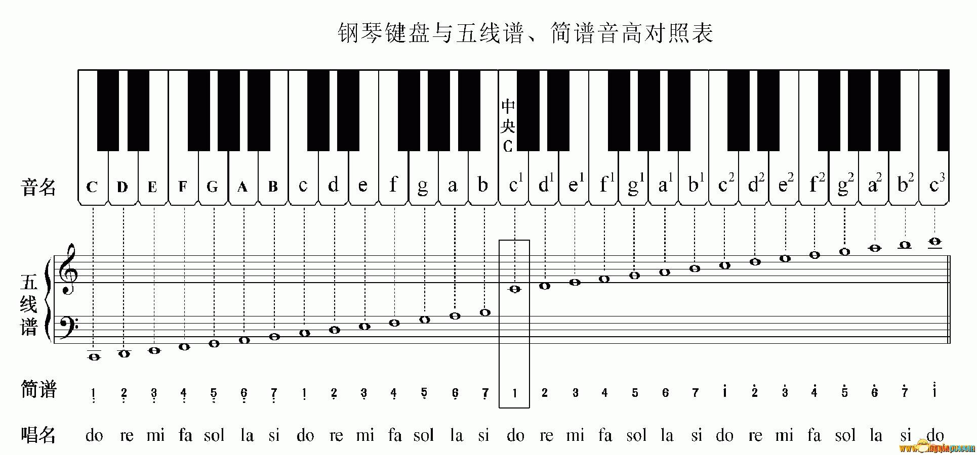 乐理高音谱表图片