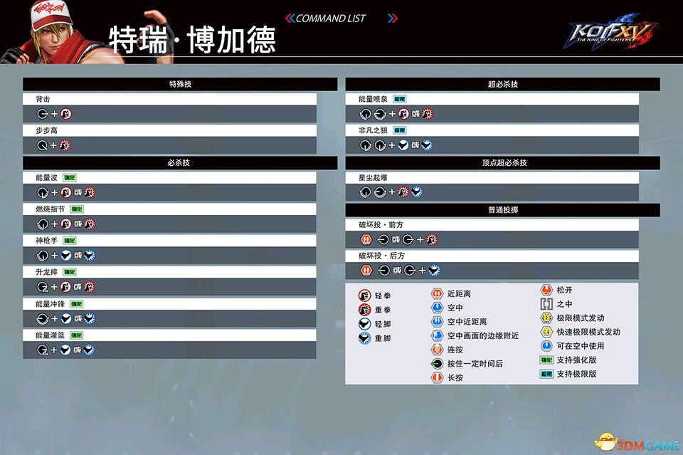 《拳皇15》图文攻略 全人物出招表及战斗技巧